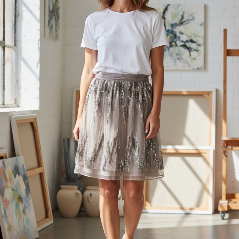 Antonio Melani sequined tulle mini skirt Della Size 0 - Picture 2 of 16